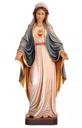 Buy Statue Sacred Heart Of Maria Wooden Hand-Painted Various Heights Available • 4,044.55£