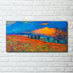 Buy Canvas Print Photo Picture Image Colourful Poppies Painting And Sunset 100x50 • 57.95£
