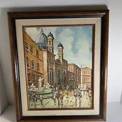 Buy MCM Eastern Street Scene Oil Painting~City Scape~Abstract~Orig Frame 13x16” • 135.81£