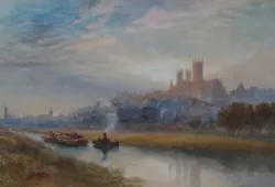 Buy Richard Henry Wright 1857-1930 Lincoln Cathedral Sunset Watercolour Provenance  • 395£