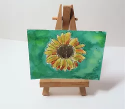 Buy ACEO Art Card Sunflower  Original Watercolour Painting Ink Floral • 5£