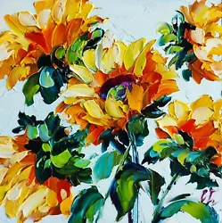 Buy Original Oil Painting Sunflowers Yellow Wildflowers Artwork Floral Wall Art • 28.94£