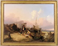 Buy Fisherfolk On The Coast Antique Oil Painting William Shayer (British, 1787–1879) • 3,950£