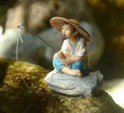 Buy Fisherman Micro Landscape Statue Garden Sculpture Tabletop Figurine Home Decor • 12.38£