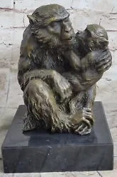 Buy Vintage Bronze Silverback Gorilla Monkey Ape Baby Sculpture Statue Ornament Sale • 128.14£