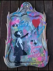 Buy Mr Brainwash Girl With Balloon  Canvas Wall Art Framed High Quality Rare Repro • 125£
