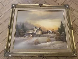 Buy Vintage W. Zeller Signed Original Oil Painting Framed Winter Cabin Barn Country  • 70£