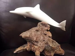 Buy JOHN PERRY DRIFTWOOD SCULPTURE With WHITE DOLPHIN ~8-10    • 73.59£