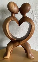 Buy Vintage Abstract Wood Carving Art Sculpture Kissing Couple Handcrafted 12” Heart • 27.91£