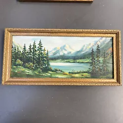Buy Antique Vintage Oil Painting Mountain Scene Lake Signed CH • 39.99£