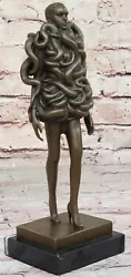 Buy Bronze Sculpture Nude Woman Dresses In Snake Dress Home Decoration • 104.37£