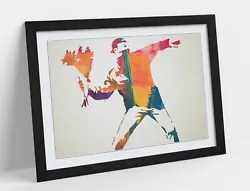 Buy Banksy, Flower Thrower Rainbow Paint -framed Wall Art Picture Print • 7.99£