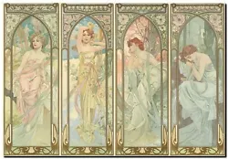 Buy Alphonse Mucha CANVAS PRINT Times Of Day Vintage Art Painting Poster 24 X 36  • 28.96£