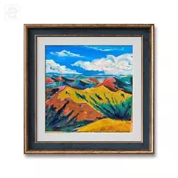 Buy Bob Ross Style Oil Mountains Painting Large Art Colourful Landscape Acrylics Art • 197.34£