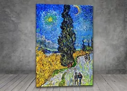 Buy Van Gogh Road With Cypress And Star LANDSCAPE CANVAS PAINTING ART PRINT 664  • 3.96£