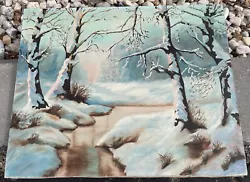 Buy Vintage Trees Winter Landscape Scenery Oil Painting Modern Art Wall Hanging • 278.77£