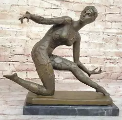 Buy Dimitri Chiparus Graceful Art Deco Dancer Girl Bronze Sculpture On Marble Base • 354.74£