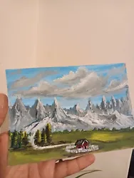 Buy Original Landscape Mountain Painting, Hand Painted, Home Decor A6 • 6.77£
