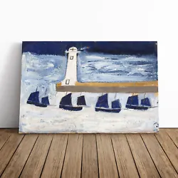 Buy Alfred Wallis Four Luggars And A Lighthouse Canvas Wall Art Print Framed Picture • 24.95£