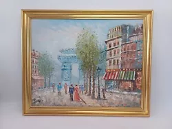 Buy Antique Caroline Burnett Paris Arc De Triomphe Street Painting Oil On Canvas • 89£