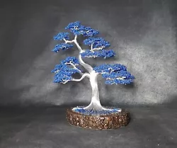 Buy Handmade Wire Bonsai Tree/ Silver-Blue/ Aluminium Wire/ Gift/ High Quality Art. • 90£