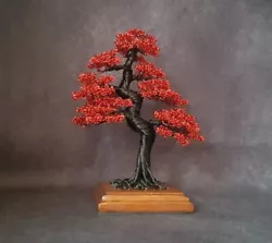 Buy Handmade Bonsai Art/ Wire Bonsai Tree/ Copper Wire/ Black Red Bonsai. • 50£