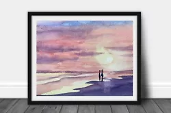 Buy Sunset | Original Hand Painted | Watercolour Painting | Landscape | Signed • 16£