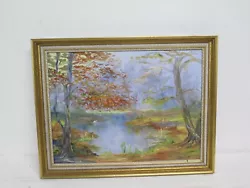Buy Art Lake Forest Landscape Trees Swan K Richards Painting Oil Framed • 29.99£