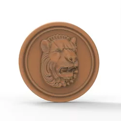 Buy Round Coin Lion Head STL File For CNC Router Model Relief 3D Printer Machine • 2.32£