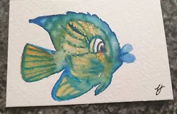 Buy Aceo Watercolour Tropical Quirky Fish 8 By Yvette New 2023 Original Unmounted  • 3£