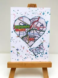 Buy ACEO Glastonbury Heart & Butterfly Miniature Map Print • 4.99£