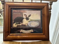Buy Vintage Large  Framed Cottontail Chunky Pine Frame Rabbit Bunny Rustic Charm • 20£