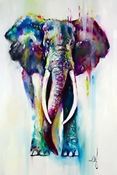 Buy Elephant Animal Colourful Painting Large Wall Art Framed Canvas Picture 20x30  • 20£