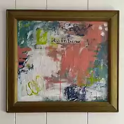 Buy Original Large Framed Abstract Art Painting 19x22  Rainbow With COA • 103.68£