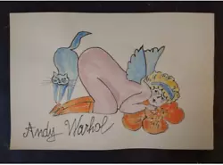 Buy Andry Warhol Signed Watercolor Drawing On Vintage Paper. • 59.22£