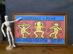 Buy Keith Haring Ignorance Fear Aids | Vintage Framed Art Print Canvas Board Picture • 50£