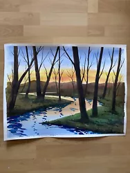 Buy Bob Ross Style Forest Watercolor Mountains Painting Large Art Tree Painting • 315£