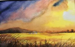 Buy Sunset Landscape Original Watercolour Painting Gift  Framed • 30£