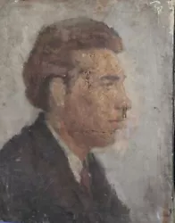 Buy Antique Oil Painting Young Male With Suit Profile Portrait • 197.98£