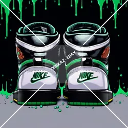 Buy Black Green Drip Paint Nike Shoe Art Digital Image Picture Wallpaper Background • 1.66£