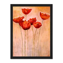Buy Flower Red Poppies Painting Framed Wall Art Print 18X24 In • 36.99£