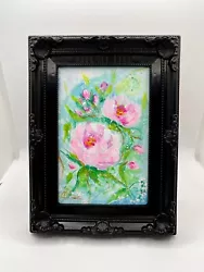 Buy Peony Flower Painting FRAMED Abstract Still Life Sale Pink Original Acrylic Art • 60£
