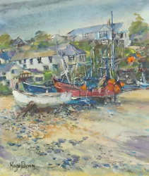 Buy Maggie Pickering - Signed Contemporary Acrylic, Coastal Harbourside Scene • 44£