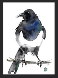 Buy ACEO Watercolor Print Cute Magpie Bird Fine Art Painting • 3.50£