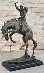 Buy REMINGTON Bronze Marble Statue Bronco Buster Western Cowboy Horse Rodeo Rider • 339.82£