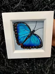 Buy Butterfly Original Oil Painting-Framed,Blue Butterfly Mini Painting Home Decor • 40£