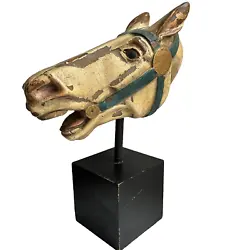 Buy Carousel Horse Resin Head Bust Statue Wood Stand Large 19 In Equestrian Vtg Art • 378.88£
