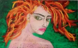 Buy Portrait Of Red Haired Girls In Oil Pastel On Sandpaper. No Frame.23x14 Cm • 0.86£