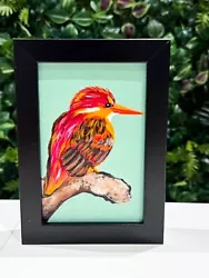 Buy Kingfisher Oil Painting- Original MINI FRAMED Realistism Bird Artwork Sale • 62£