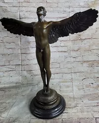 Buy SIGNED A.A.Weinman , Bronze Statue Nude Man Custodian Angel Home Figurine Deal • 1,184.51£